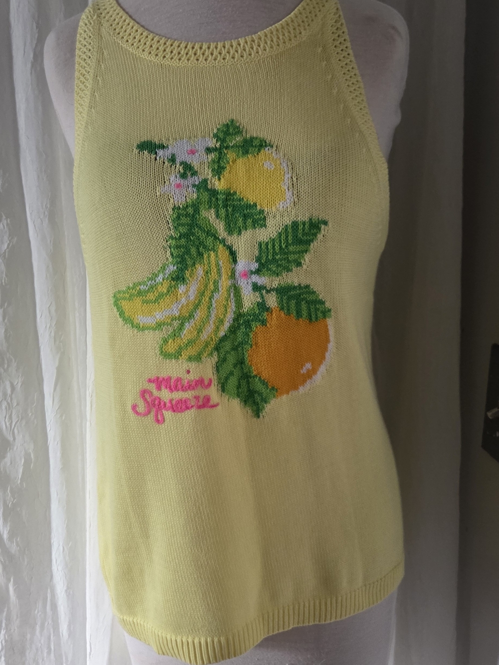 Lilly Pulitzer Emra Sweater Tank Finch Yellow Zesty Jacquard Size L NWT - Picture 2 of 3